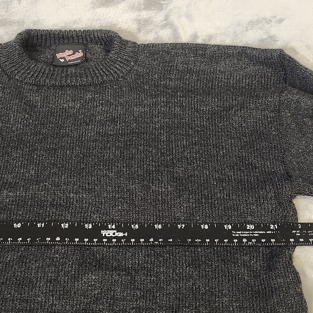 Pincho Poncho Alpaca Wool Sweater Unisex Mens Med, Grandpa-core Charcoal Gray, - Picture 4 of 7